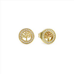 Nomination Soffio D'Amore Earrings 134008/017 Gold Tree Of Life With Cz