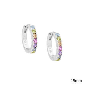 Valentines Day: Sterling Silver Pastel Coloured Cubic Zirconia Hoop Earrings