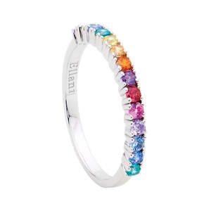 Valentines Day: Ellani Sterling Silver Multi Colour Cz Ring