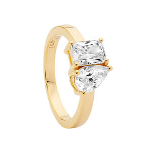 20th Birthday Sale: Sterling Silver Gold Plate Cz Ring