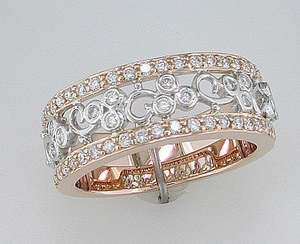 9ct Rose And White Gold Diamond Set Band