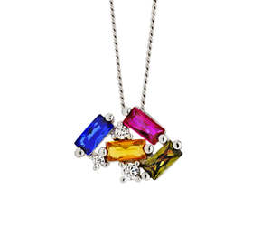Mothers Day Sale 2025: Sterling Silver Multi Coloured Cubic Zirconia Pendant