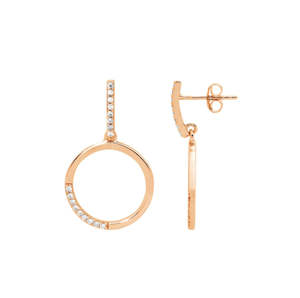 Mothers Day Sale 2025: Steling Silver Rose Gold Plated Open Circle Drop Earrings