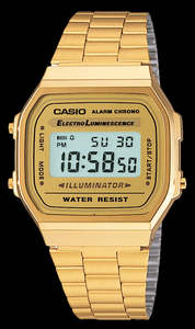 Mens Gold Casio Digital Watch Vintage Series AW168WG-9W