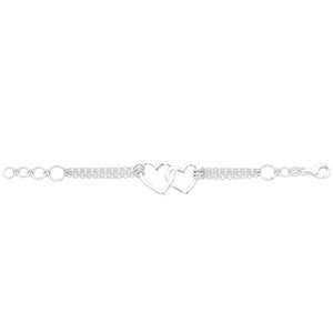 Sale: Sterling Silver Triple Chain With Double Heart Bracelet