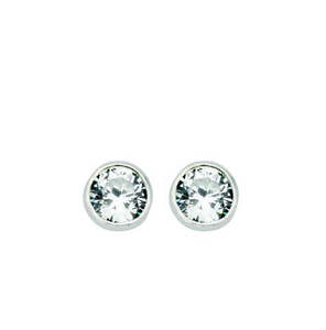 Sterling Silver 6mm Cz Stud Earrings