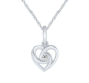 All Jewellery: 9ct White Gold Diamond Set Heart Pendant