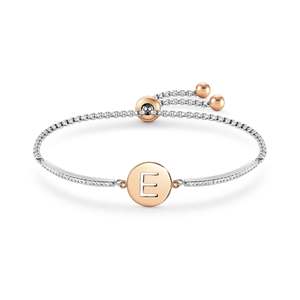All Jewellery: MILLELUCI bracelet in steel and cubic zirconia LETTERS E 028007/005