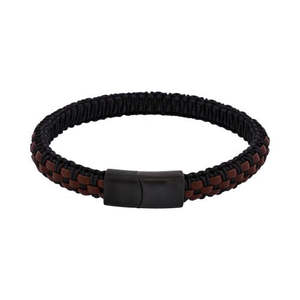 All Jewellery: Stainless Steel With Dark Brown Leather Bracelet