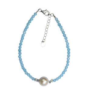 Silver Jewellery: Silver Perle Aquamarine & Fresh Water Pearl Bracelet