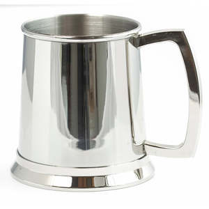 Mens Jewellery: Plain Shiny Stainless Steel Tankard FG753