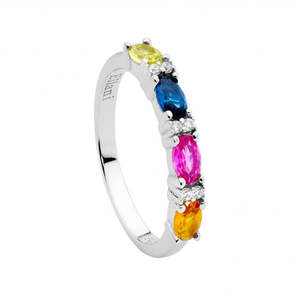 Anniversary Rings: Sterling Silver Multi Coloured CZ Ring R521S