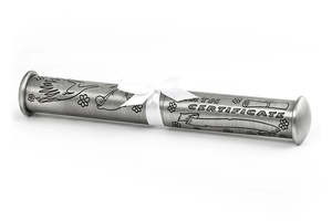 Childrens Jewellery: Pewter Look Birth Certificate Holder.