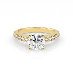 Diamond Rings: 9ct Yellow Gold Lab Diamond Solitare With Shoulder Diamonds