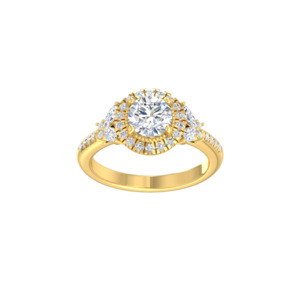 Diamond Rings: 9ct Yellow Gold Lab Grown DiamondHalo Cluster With Matching Wedding Band