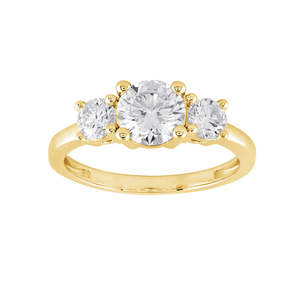 Diamond Rings: 9ct Yellow Gold Three Lab Grown Diamond Ring