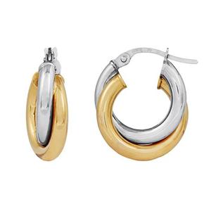 Earrings: 9Ct Yellow And White Gold Hoops