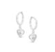 Sterling Silver Hoops with Drop CZ Set Heart