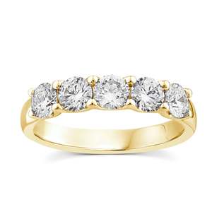 9ct Yellow Gold 5 Stone Lab Diamond Ring