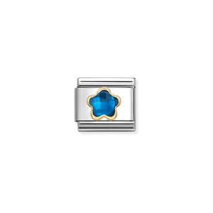 Nomination Composable Blue CZ Flower with 18ct Gold 030615/007