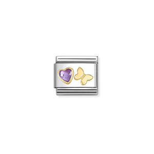 Childrens Jewellery: Nomination Composable Purple Heart Cz And 18Ct Gold Butterfly 030613/13