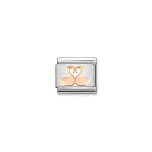 Childrens Jewellery: Nomination Composable Link 9ct Rose Gold Swans 430104/40