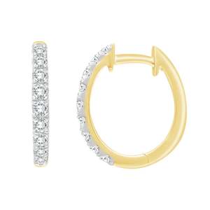 Diamond Earrings: 9ct Yellow Gold Lab Grown Oval Huggies .50ct Tdw
