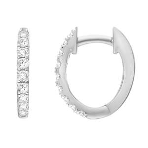 Diamond Earrings: 9ct White Gold Lab Grown Oval Huggie Earrings .25ct Tdw
