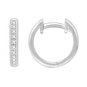 Diamond Earrings: 9ct White Gold Lab Grown Huggie Earrings .15ct Tdw