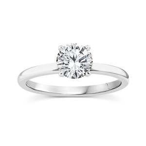 Diamond Rings: 9ct White Gold Round Brilliant Lab Grown Diamond Solitaire Ring Tdw 1.02ct Tdw
