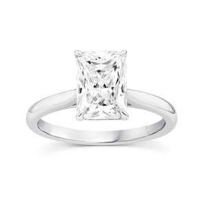 Diamond Rings: 9ct White Gold Lab Grown Radiant Cut Solitaire Ring 1.06ct Tdw