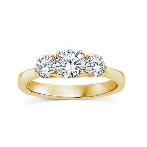 Diamond Rings: 9ct Yellow Gold Round Brilliant Lab Grown Three Diamond Ring 1.00ct Tdw