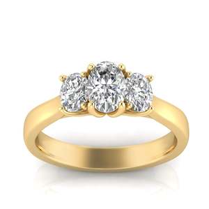 Diamond Rings: 9xt Yellow Gold Oval Lab Grown Diamond Three Stone Ring 1.00ct Tdw