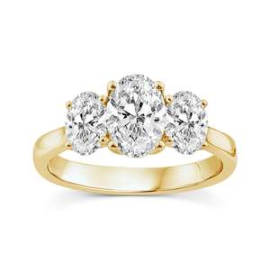 Diamond Rings: 9ct Oval Lab Grown Three Stone Ring 2.00ct Tdw