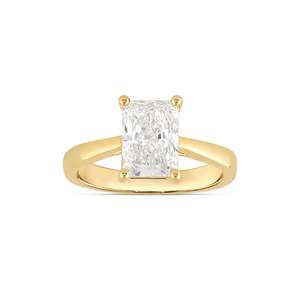Diamond Rings: 9ct Yellow Gold 2.00ct Radiant Cut Lab Grown Diamond Solitaire Ring