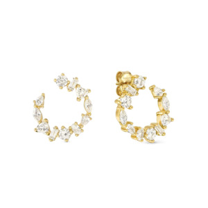 Fashion Jewellery: Nomination Colour Wave Mini Earrings 149888/020 Gold Circular White Cz Studs