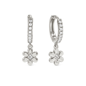 Jewellery Cubic Zirconia: Nomination Petit Sparkle Sterling Silver Flower Drop Earrings 242305/010