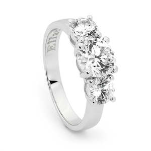 All Jewellery: Ellani Sterling Silver 3 Stone  Round CZ  Claw Set Ring R432