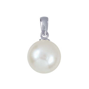 Sterling Silver 10mm White Freshwater Pearl Pendant