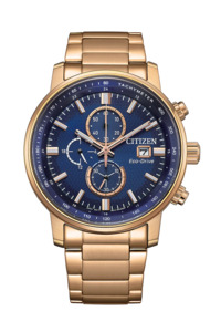 Watches: Mens Citizen Eco Drive Rose God And Blue Dial CA0843-89L
