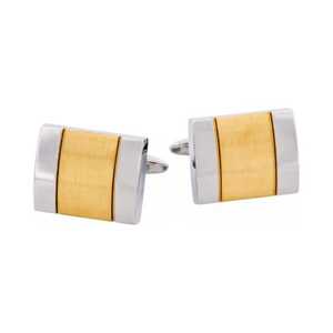 Mens Jewellery: Polished Stainless Steel & Brushed Ion Plated Yellow Gold Cufflinks