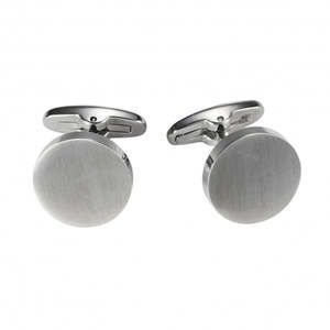 Mens Jewellery: Brushed Round Stainless Steel Cufflinks