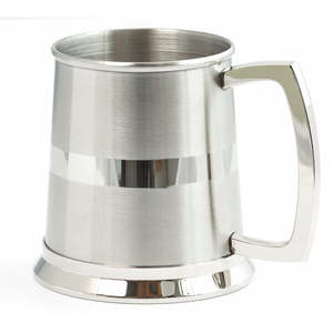 Silverware: Stainless Steel Tankard Matt With One Line