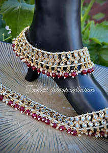 Anklets: Statement Jhanjra / Anklets in Kundan (TD-32)