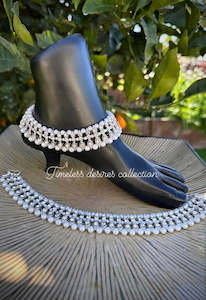 Silver Double Stone Polki Jhanjra / Anklets (TD-34)