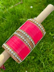 Bridal Chooda Range: Bright Baby Pink colour Chooda bangles
