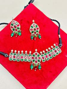 Oxidised necklace set with earrings