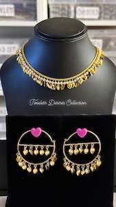 Gold Look Punjabi Traditional necklace set with waliya