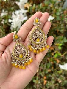 Mustard Earrings in Polki- J31