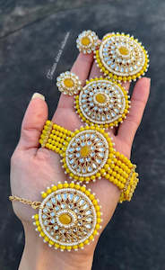 Yellow Colour Jewellery Options: Yellow choker set in Kundan